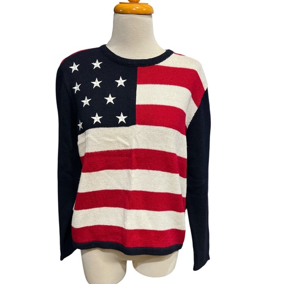 Christopher & Banks Sweaters - Vintage American flag sweater cotton blend size M